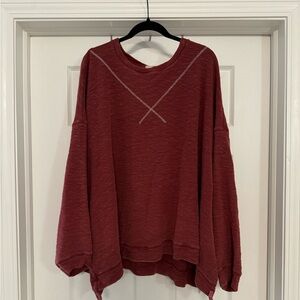 Free People Come Again Tee Pullover in Sanguine Red.